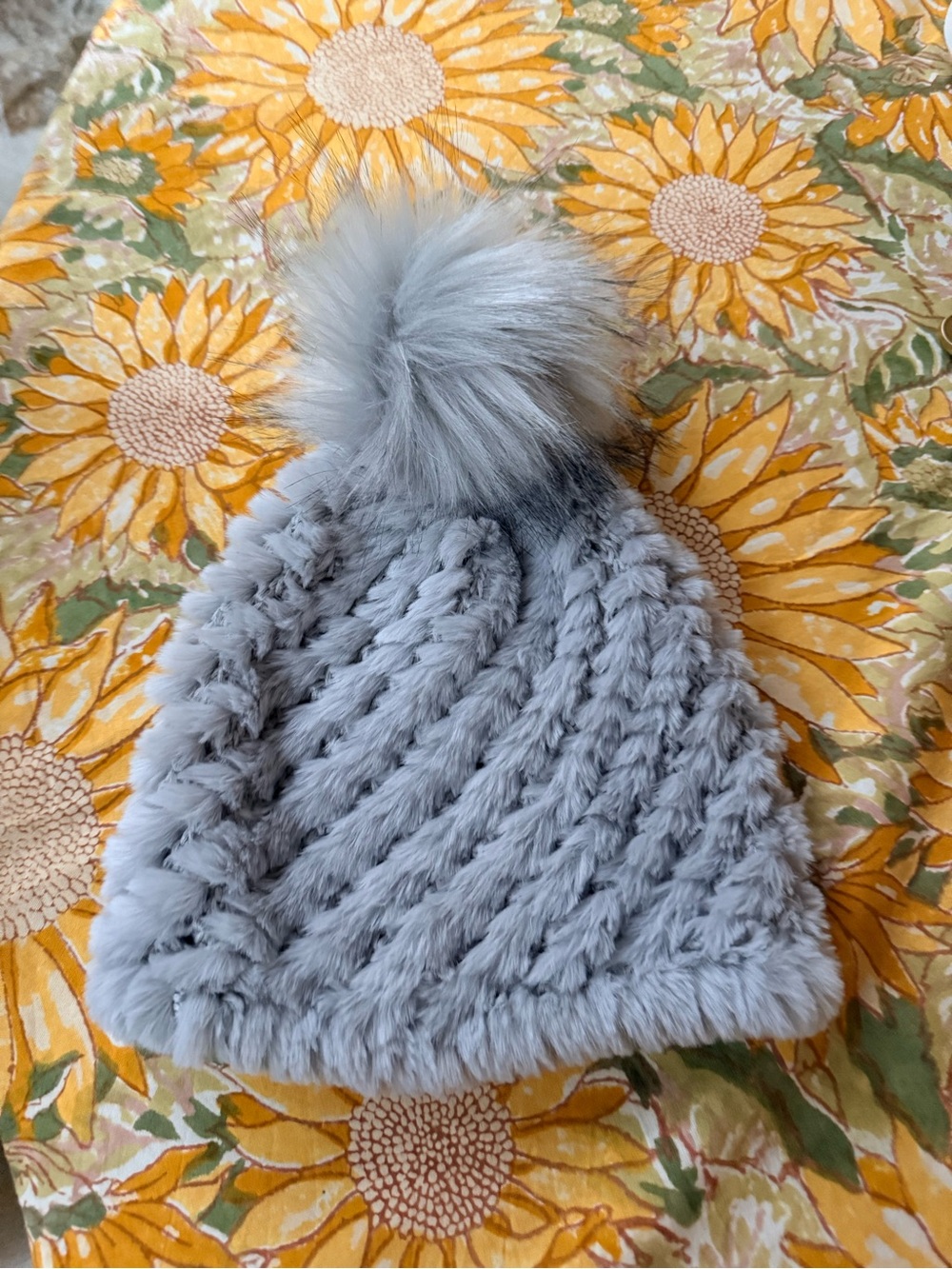 J.McLaughlin NWOT Gray Faux Fur Beanie . Never worn . So soft